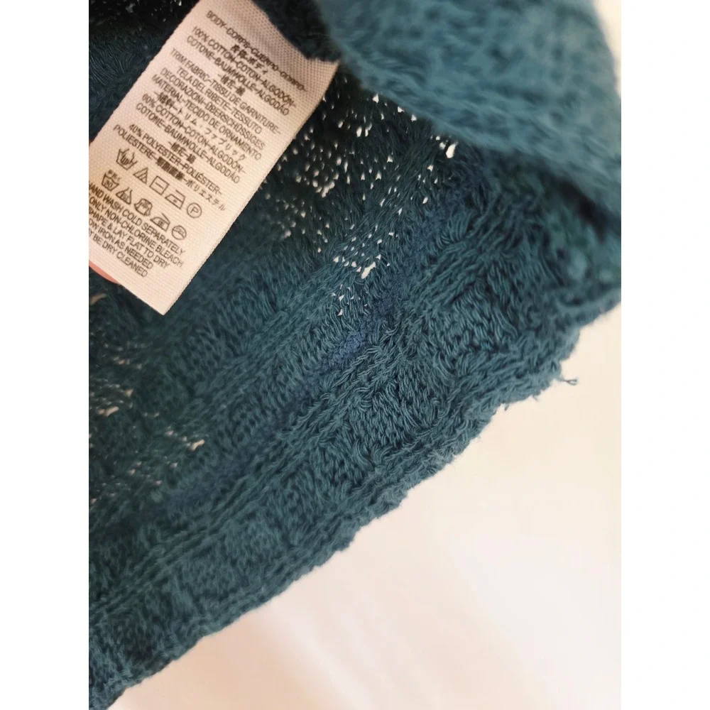 Free People We The Free Teal oversized Dolman Sleeve Knit Sweater XS cotton